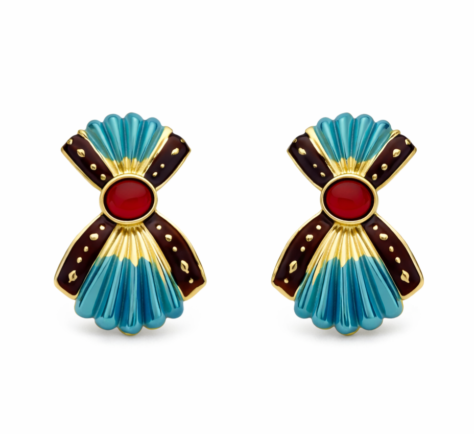 Jorvani Ruby Ribbon Küpe