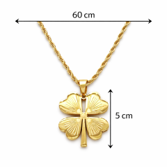 Jorvani Çelik Yonca Kolye (5 cm Yonca Uç)(Zincir 60 cm)